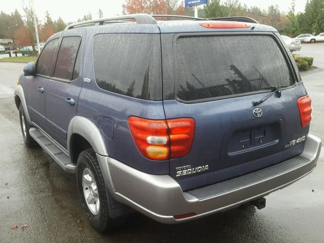 5TDBT44A03S164196 - 2003 TOYOTA SEQUOIA SR BLUE photo 3