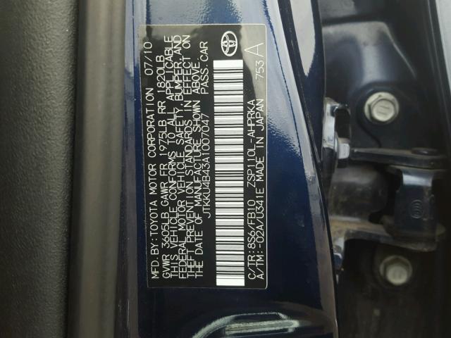 JTKKU4B43A1007047 - 2010 TOYOTA SCION XD BLUE photo 10