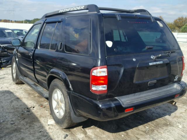 JN8DR09X62W658319 - 2002 NISSAN PATHFINDER BLACK photo 3