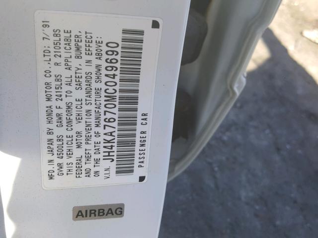 JH4KA7670MC049690 - 1991 ACURA LEGEND LS WHITE photo 10