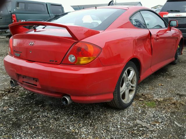 KMHHN65F94U133578 - 2004 HYUNDAI TIBURON GT RED photo 4