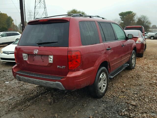 2HKYF18684H522545 - 2004 HONDA PILOT EXL RED photo 4