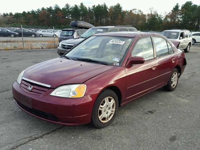 2HGES26722H535590 - 2002 HONDA CIVIC EX BURGUNDY photo 2