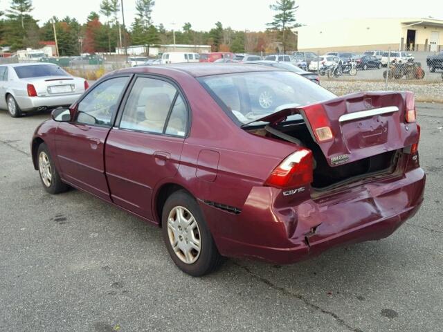 2HGES26722H535590 - 2002 HONDA CIVIC EX BURGUNDY photo 3