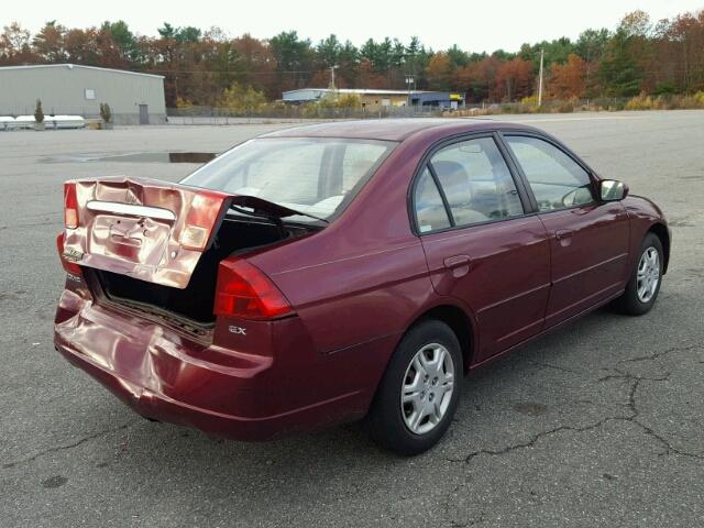 2HGES26722H535590 - 2002 HONDA CIVIC EX BURGUNDY photo 4