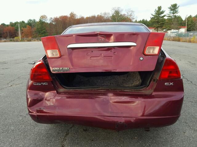 2HGES26722H535590 - 2002 HONDA CIVIC EX BURGUNDY photo 9