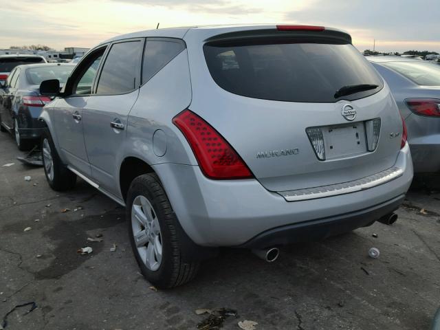 JN8AZ08W96W536913 - 2006 NISSAN MURANO SL SILVER photo 3