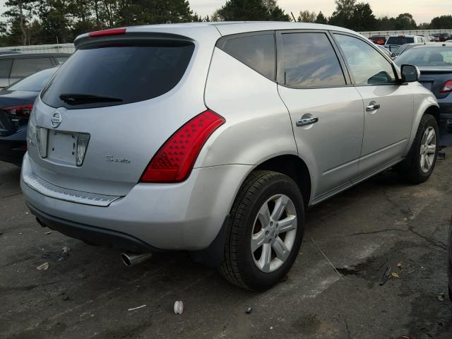 JN8AZ08W96W536913 - 2006 NISSAN MURANO SL SILVER photo 4