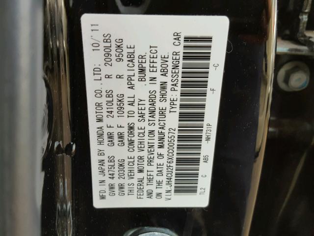 JH4CU2F6XCC005572 - 2012 ACURA TSX TECH BLACK photo 10