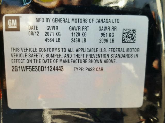 2G1WF5E30D1124443 - 2013 CHEVROLET IMPALA LS BLACK photo 10