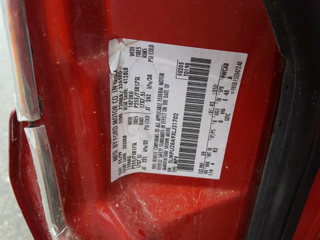 5LMPU28A9XLJ31702 - 1999 LINCOLN NAVIGATOR RED photo 10