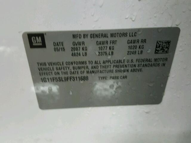 1G11F5SL9FF311688 - 2015 CHEVROLET MALIBU LTZ 白色 照片 10