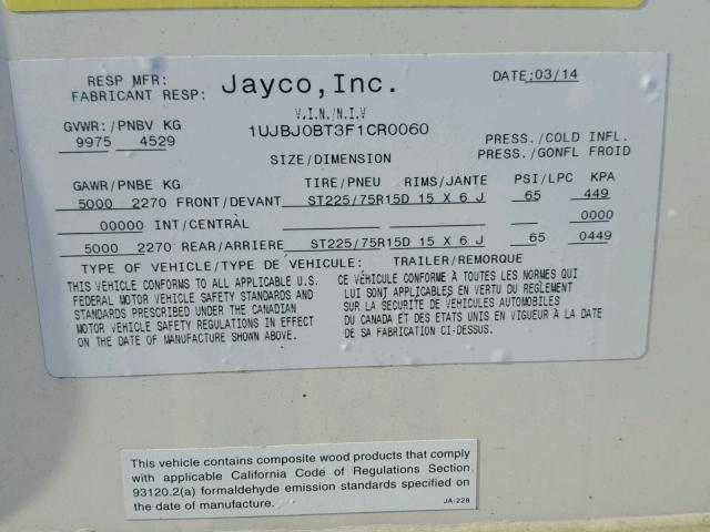 1UJBJ0BT3F1CR0060 - 2015 JYCO EAGLE TAN photo 20