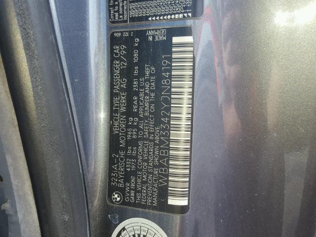 WBABM3342YJN84191 - 2000 BMW 323 CI GRAY photo 10