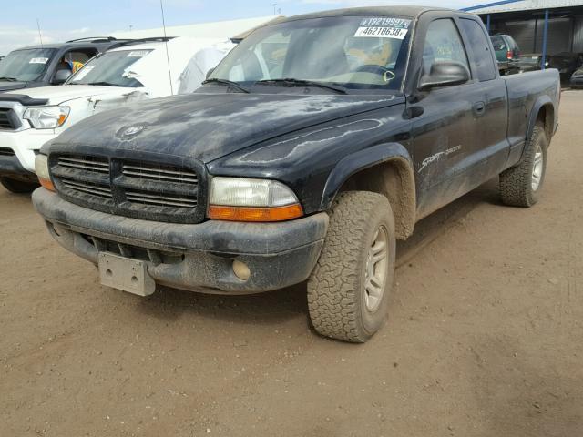 1B7GG22N61S316961 - 2001 DODGE DAKOTA BLACK photo 2