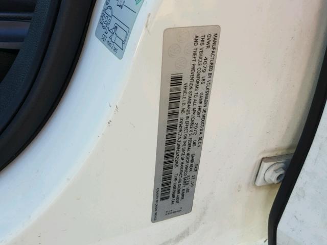 3VW2K7AJ3BM332255 - 2011 VOLKSWAGEN JETTA BASE WHITE photo 10