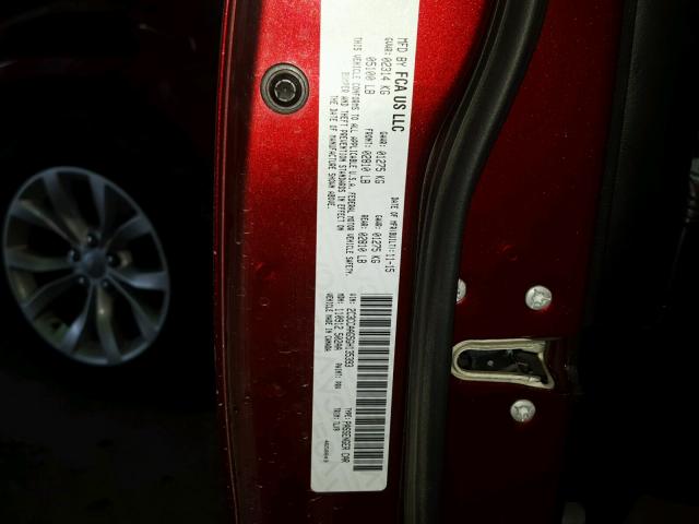 2C3CCAAG5GH135393 - 2016 CHRYSLER 300 LIMITE RED photo 10