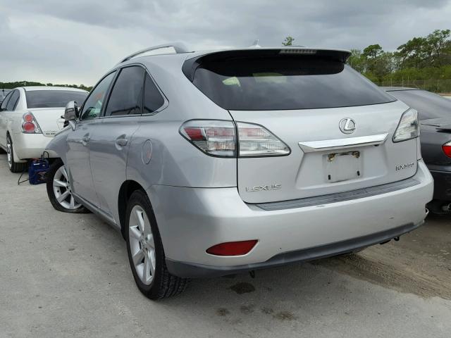 2T2ZK1BAXAC009949 - 2010 LEXUS RX 350 SILVER photo 3