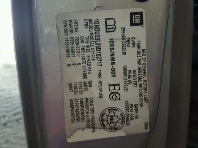 1GNDU23L26D152717 - 2006 CHEVROLET UPLANDER L 银色 照片 10