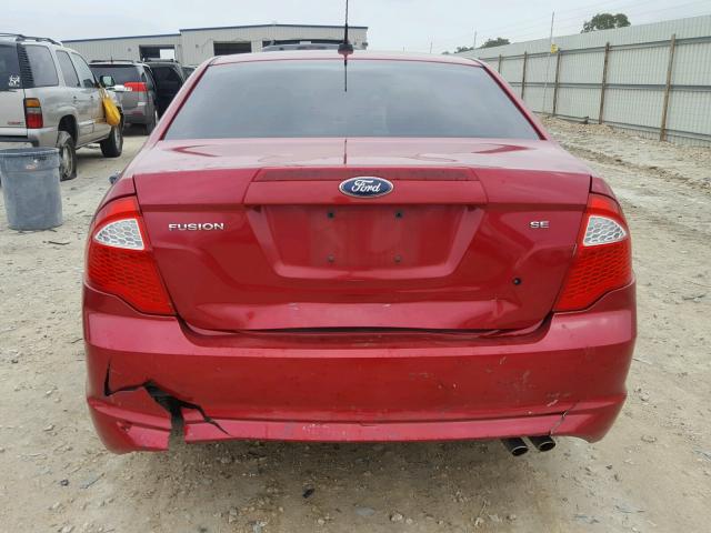 3FAHP0HA5CR437059 - 2012 FORD FUSION SE RED photo 9