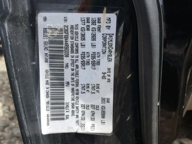 2C8GF68444R563330 - 2004 CHRYSLER PACIFICA BLACK photo 10