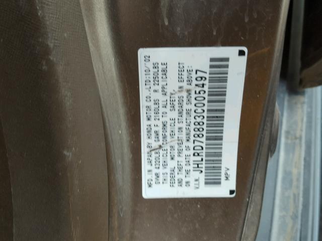 JHLRD78883C005497 - 2003 HONDA CR-V EX TAN photo 10