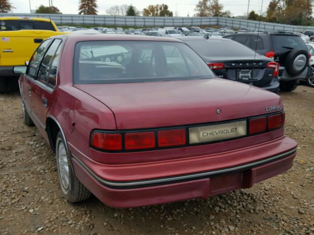 2G1WL54T2M9207223 - 1991 CHEVROLET LUMINA MAROON photo 3