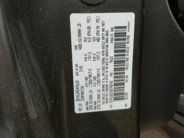 3D7KU28C93G786703 - 2003 DODGE RAM 2500 S Boz foto 10