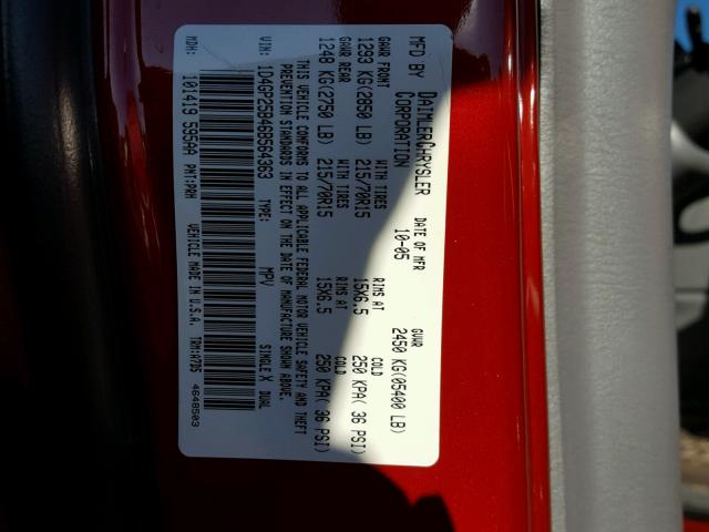 1D4GP25B46B564363 - 2006 DODGE CARAVAN SE RED photo 10