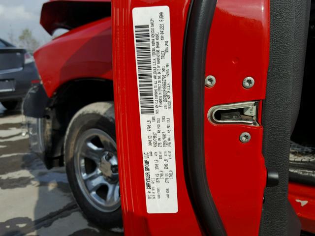 1D7RB1GP4BS663708 - 2011 DODGE RAM 1500 RED photo 10