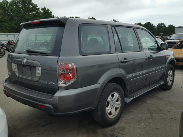 2HKYF18127H502770 - 2007 HONDA PILOT LX GRAY photo 4