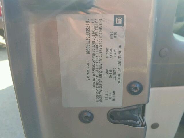 1G1ZS58F37F140986 - 2007 CHEVROLET MALIBU LS GOLD photo 10