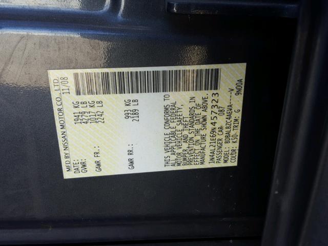 1N4AL21E69N457323 - 2009 NISSAN ALTIMA 2.5 GRAY photo 10