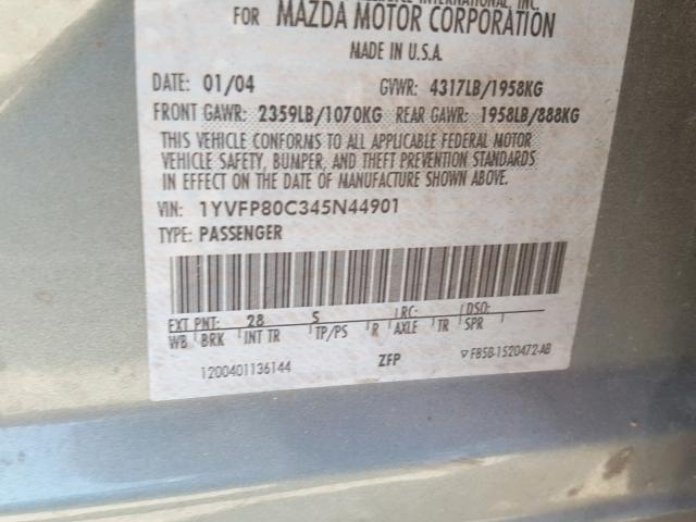 1YVFP80C345N44901 - 2004 MAZDA MAZDA 6 GREEN photo 10