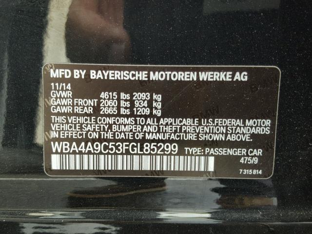 WBA4A9C53FGL85299 - 2015 BMW 428 I BLACK photo 10