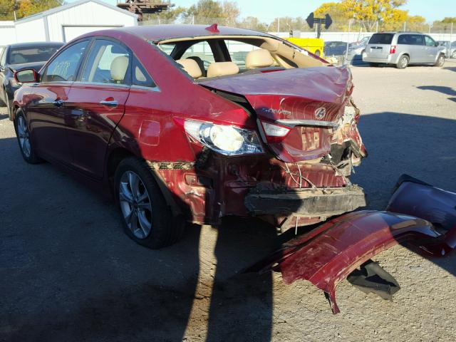 5NPEC4AC0DH696557 - 2013 HYUNDAI SONATA SE MAROON photo 3