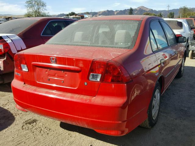 1HGES16375L007865 - 2005 HONDA CIVIC DX V RED photo 4