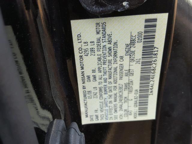 1N4AL24E68C263817 - 2008 NISSAN ALTIMA BLACK photo 10