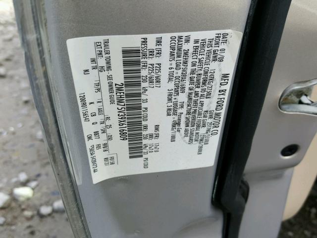 2MEHM75V39X616809 - 2009 MERCURY GRAND MARQ GRAY photo 10