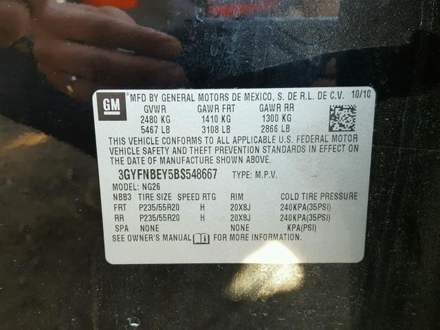 3GYFNBEY5BS548667 - 2011 CADILLAC SRX PERFOR 黑色 照片 10