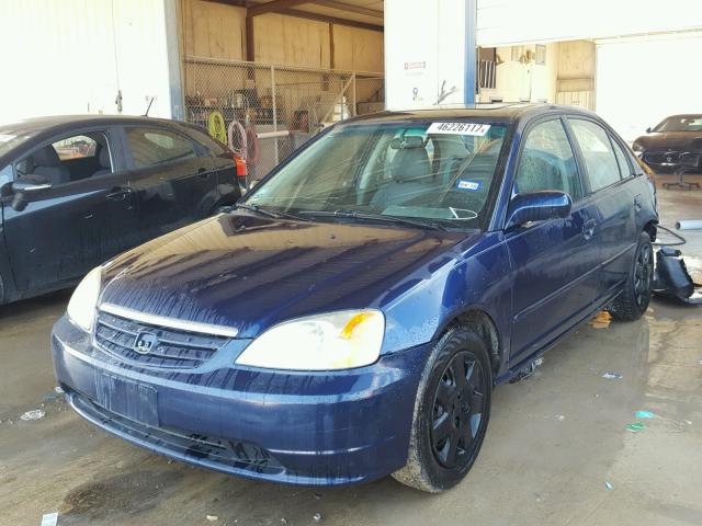 2HGES26762H556703 - 2002 HONDA CIVIC EX BLUE photo 2