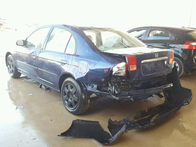 2HGES26762H556703 - 2002 HONDA CIVIC EX ლურჯი ფოტო 3