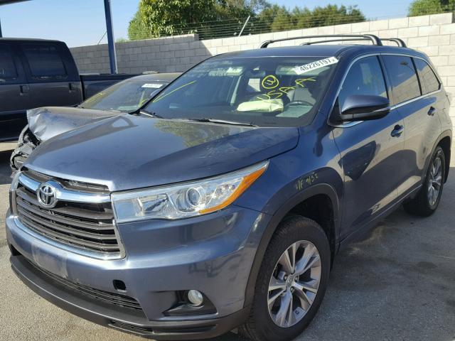 5TDBKRFH3ES060833 - 2014 TOYOTA HIGHLANDER BLUE photo 2