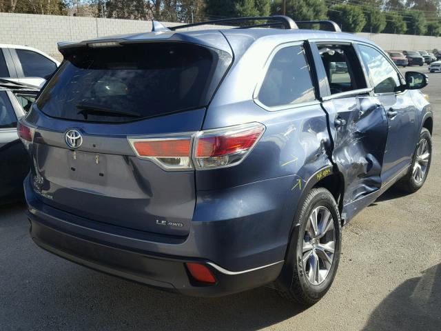 5TDBKRFH3ES060833 - 2014 TOYOTA HIGHLANDER BLUE photo 4