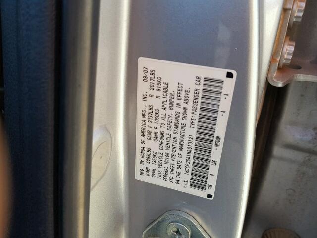 1HGCP26418A013121 - 2008 HONDA ACCORD LXP SILVER photo 10