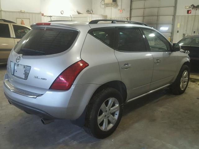 JN8AZ08W27W617026 - 2007 NISSAN MURANO SL SILVER photo 4