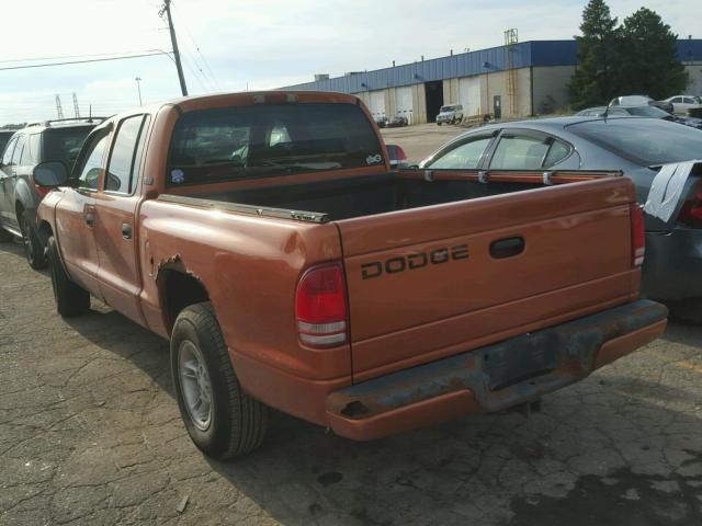 1B7GL2AN3YS644877 - 2000 DODGE DAKOTA ORANGE photo 3