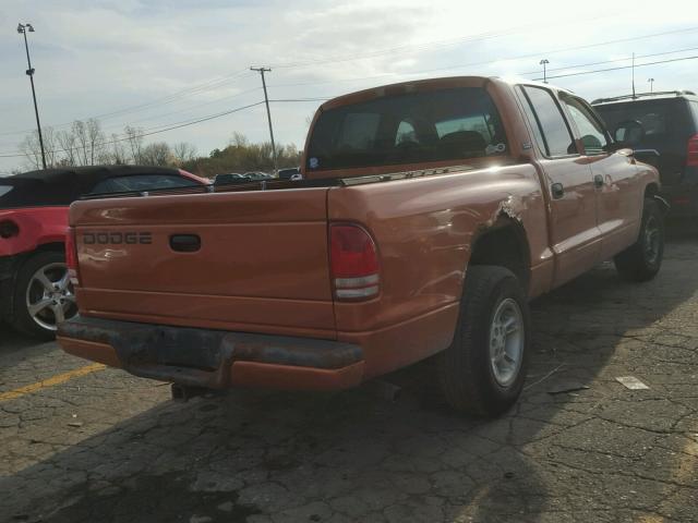 1B7GL2AN3YS644877 - 2000 DODGE DAKOTA ORANGE photo 4