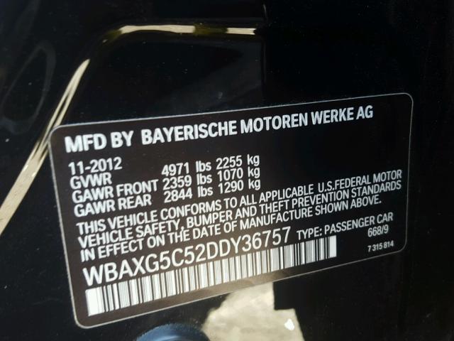 WBAXG5C52DDY36757 - 2013 BMW 528 I BLACK photo 10