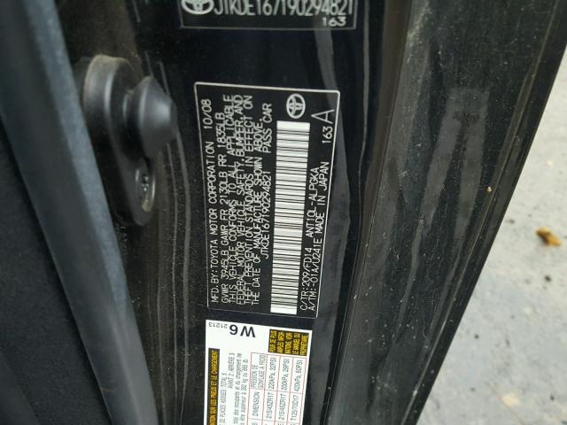 JTKDE167190294821 - 2009 TOYOTA SCION TC შავი ფოტო 10